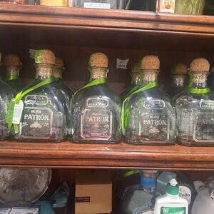 Empty Silver Patron Bottles with Cork